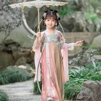 2022 Naujas Mergaičių Han Tiktų Vasaros Vaikų Kinų Stiliaus Senovės Drabužių Super Pasakų High-end Ru Sijonas Kūdikių Suknelė 0