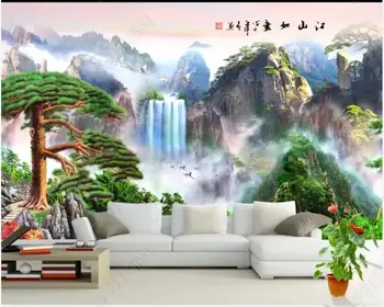 Custom freskos 3d foto tapetai Kinų stiliaus kalnų peizažas su didelių medžių, namų dekoro kambarį tapetai, sienų ir 3 d