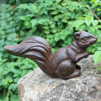 Derliaus Kaimiškas Ketaus Voverė Statula Namų, Sodo Dekoro Sunkiųjų Retro Voverė Figūrėlės Rankų Darbo Kietas Voverė Skulptūra 0