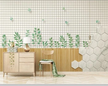 Papel de parede Šiuolaikinės baltos mozaikos lapai švieži 3d tapetai, freskos,svetainė, miegamasis TV sieninis vonios sienelės dokumentai namų dekoro 0