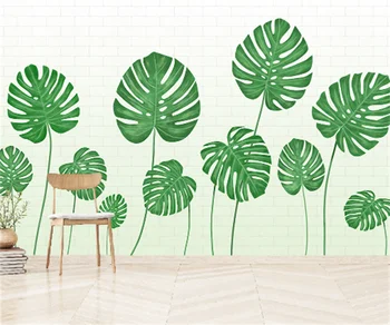Šiaurės paprastų nedidelių šviežių akvarelė vėžlys lapų augalų vaikų kambario foną užsakymą bet kokio dydžio sienų tapetai