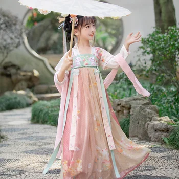 2022 Naujas Mergaičių Han Tiktų Vasaros Vaikų Kinų Stiliaus Senovės Drabužių Super Pasakų High-end Ru Sijonas Kūdikių Suknelė 1