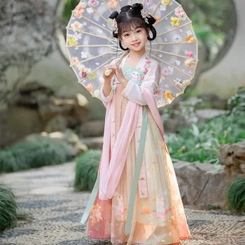 2022 Naujas Mergaičių Han Tiktų Vasaros Vaikų Kinų Stiliaus Senovės Drabužių Super Pasakų High-end Ru Sijonas Kūdikių Suknelė 3