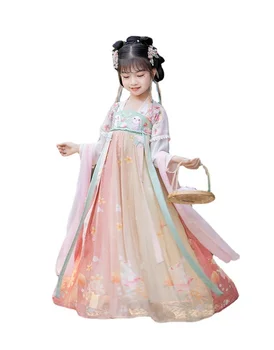 2022 Naujas Mergaičių Han Tiktų Vasaros Vaikų Kinų Stiliaus Senovės Drabužių Super Pasakų High-end Ru Sijonas Kūdikių Suknelė 4