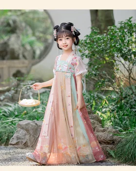 2022 Naujas Mergaičių Han Tiktų Vasaros Vaikų Kinų Stiliaus Senovės Drabužių Super Pasakų High-end Ru Sijonas Kūdikių Suknelė 5
